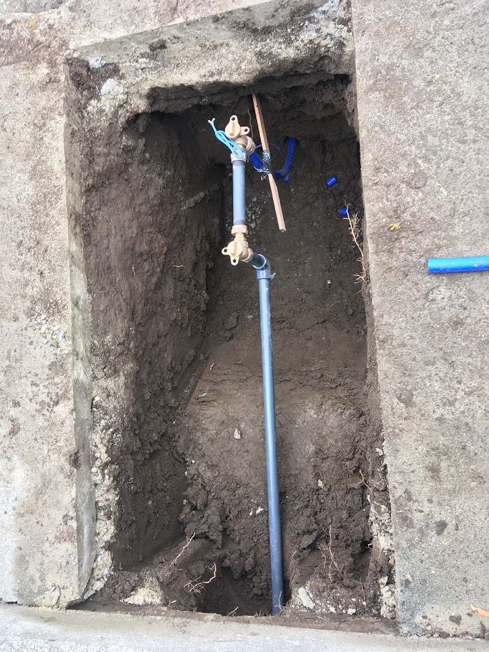 service line connection for meter box